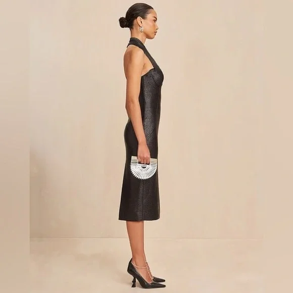 Cult Gaia Winslow Ruffle-Trim Metallic Halter Midi Dress - Picture 3 of 9